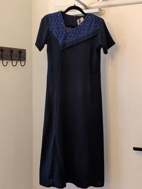 ALX Studio Navy Maxi Dress with Lace Size L